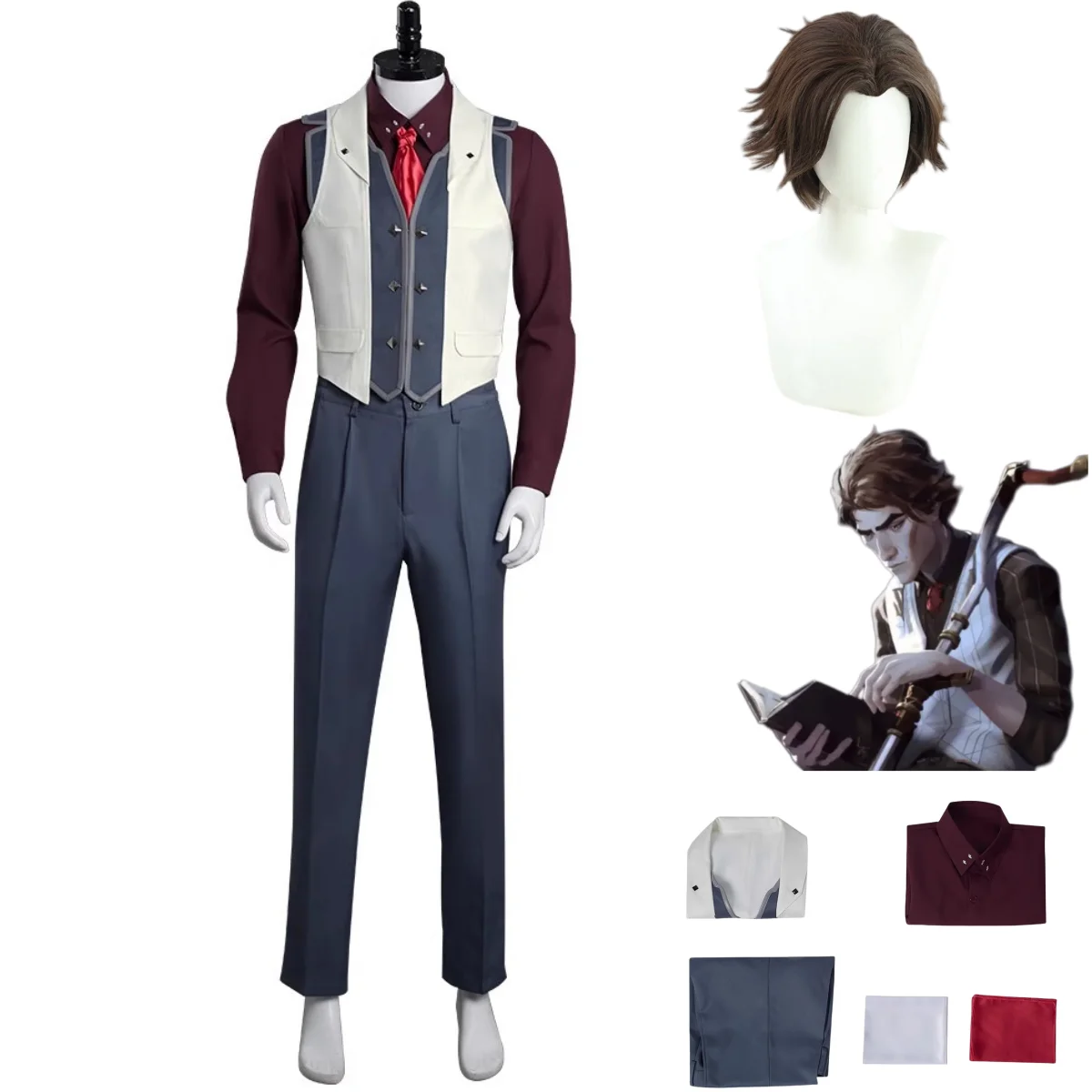 Game LOL Arcane Disguise Viktor Cosplay Costume Machine Herald Metal Fortune Cookie Wig Shirt Vest Uniform Man Woman Party Suit