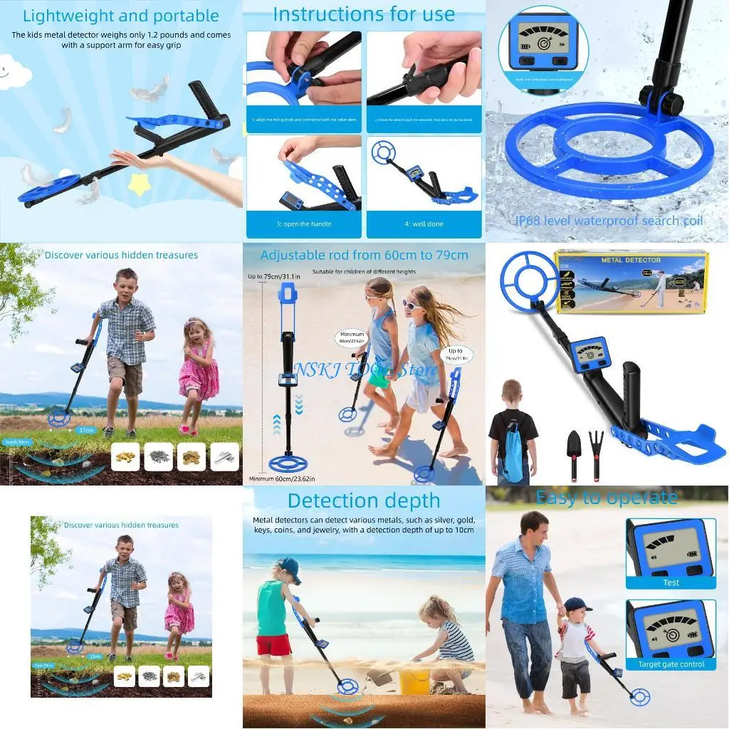 

L8RC Adjustable Metal Detecting Device For Youth 10cm Search Depth Reinforced ABS Construction