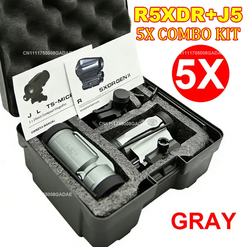 R5XDR GEN II + JULIET5 5X Combo Kit JULIET3 3X Vergrootglas Geweer Holografische Red Dot Richtkijker Omklapbaar 20mm Picatinny Montage