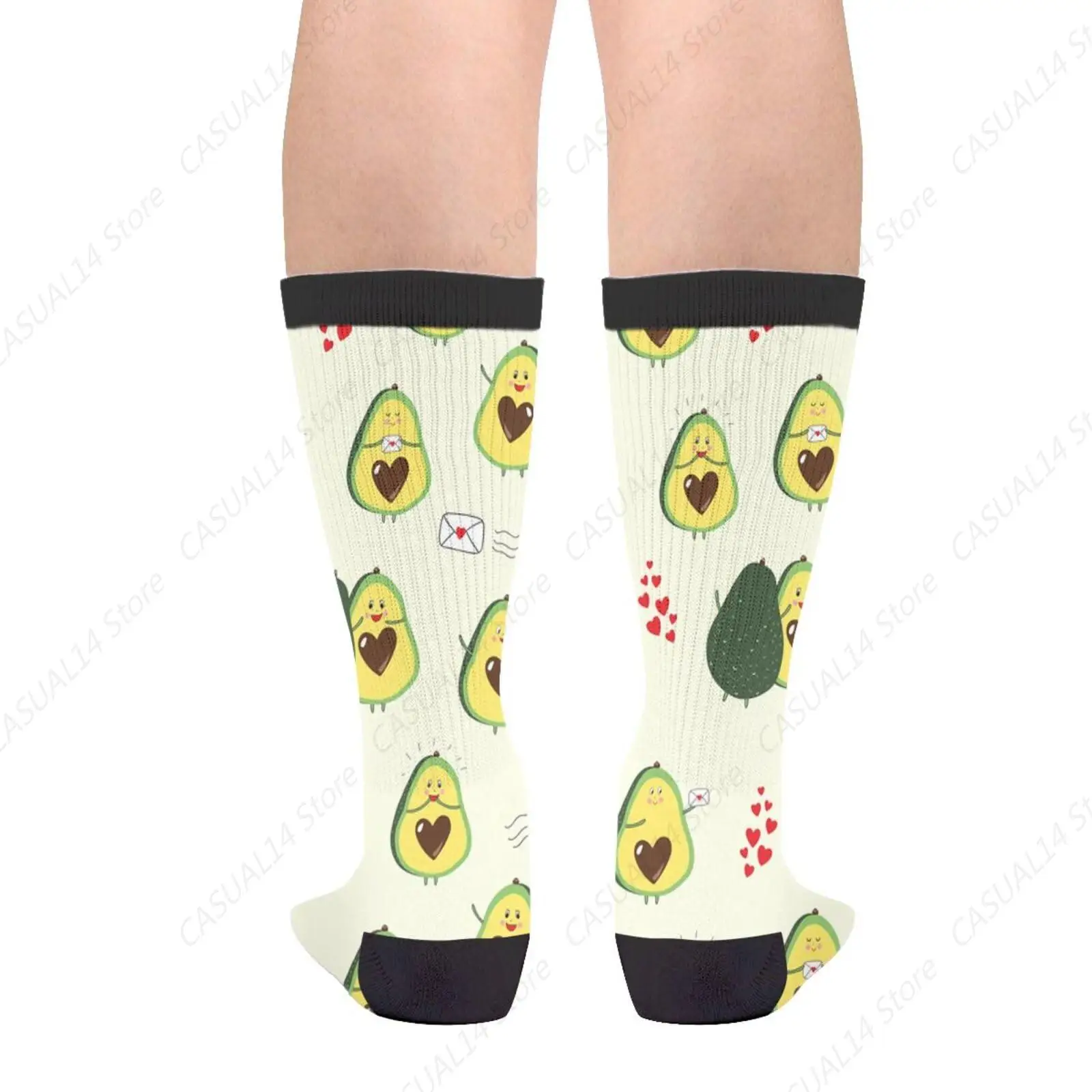 Lindo aguacate verde aguacates cara amor letras corazones San Valentín Día de San Valentín novedad diversión calcetines cómodos