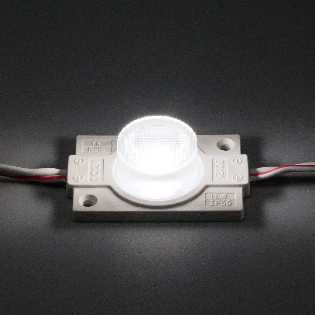 20 piezas-módulo LED con lente para superficie de carretera de coche, caja de luz de 12V, 1,5 W, 6500K, blanco, 200LM, IP65, iluminación lateral con