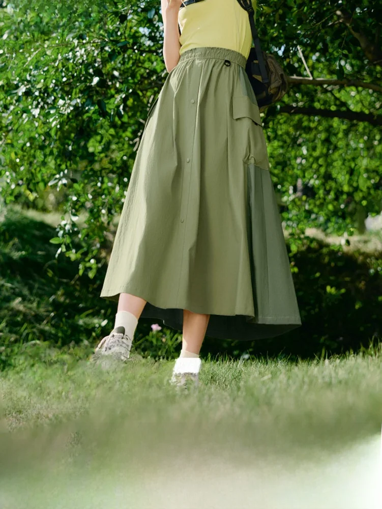 

Женская повседневная юбка-парашют средней длины с высокой талией из нейлона и полиэстера для активного отдыха, весна-лето, новинка