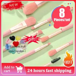 8 Pcs Cosmetics Foundation Blush Powder Eyeshadow Blending Makeup Brush Soft Fluffy Makeup Brushes Beauty Tools Make Up Brushes