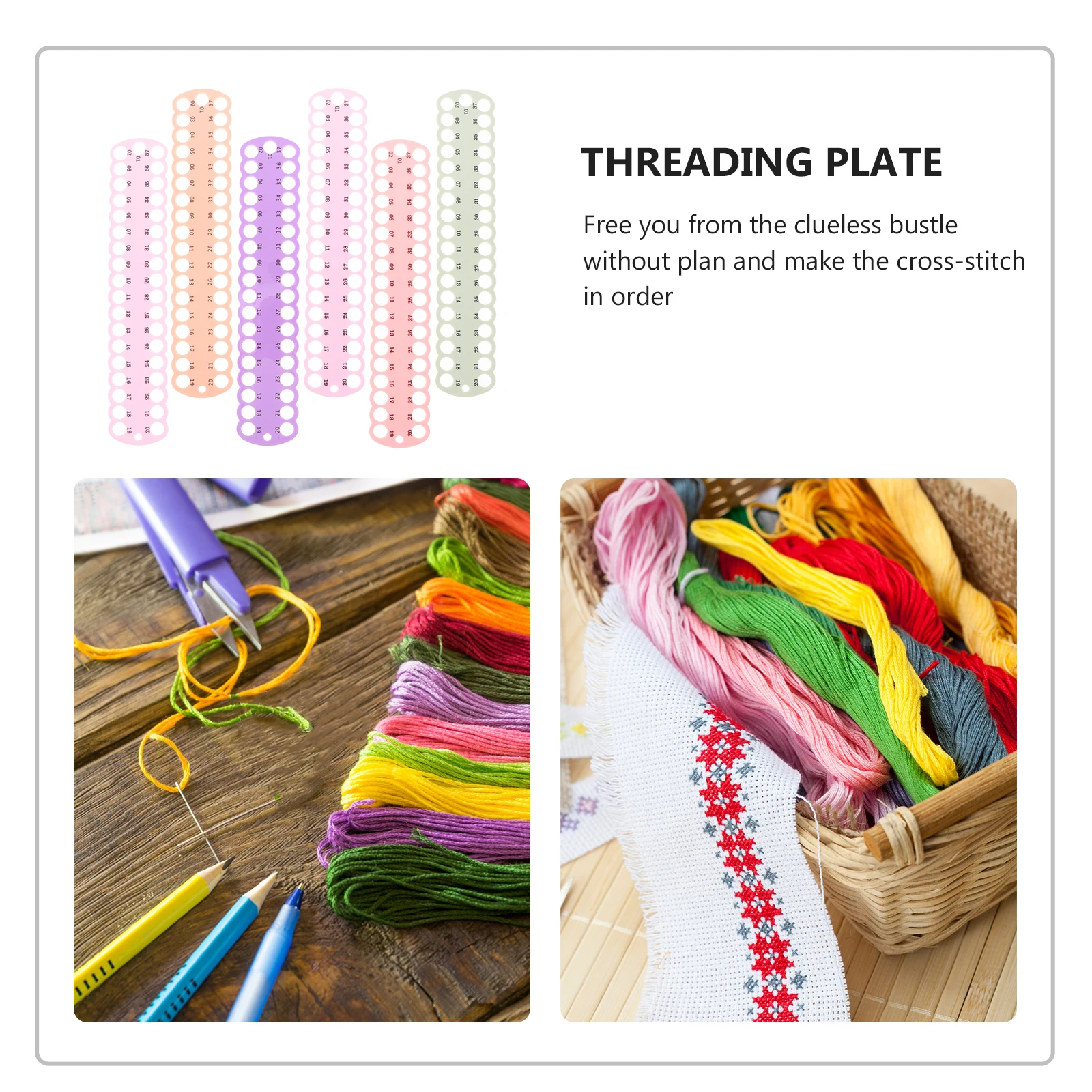 

6Pcs Thread Organizer Board Plastic Embroidery Floss Holder Durable Household Cross Stitch Threading Tool Practical Storage