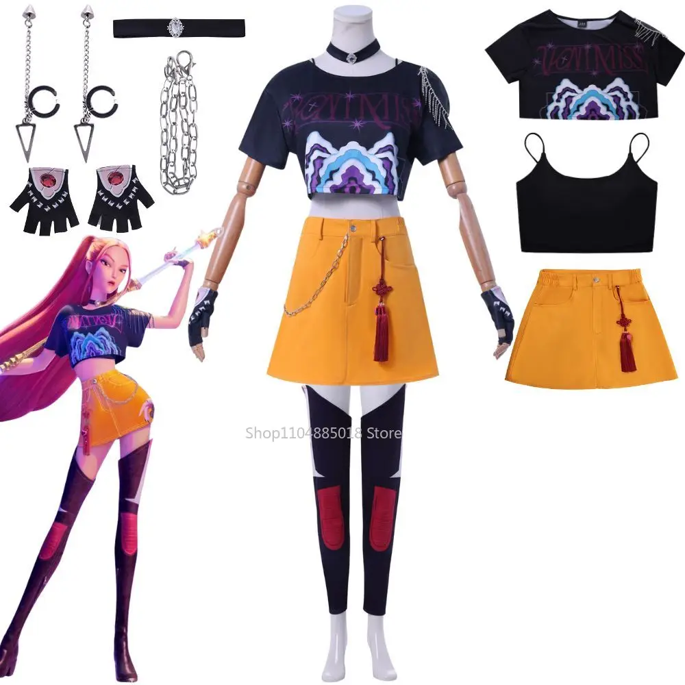 

K-Pop Mira Rumi Zoey Demon Hunters Cosplay Costume Wig for Women Clothes Girl Group Idol Roleplay Outfit Halloween Carnival Suit
