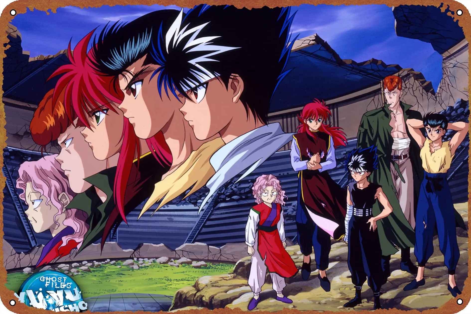 Yu Yu Hakusho Hiei Kurama Yusuke Urameshi Kazuma Kuwabara Genkai Poster Metal Tin Sign Wall Decor Signs,Retro Art Decor Metal Pl