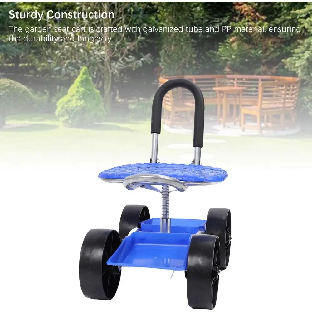 عربة مقعد البستنة ذات الارتفاع القابل للتعديل لمهام الزراعة والحفر والبستنة