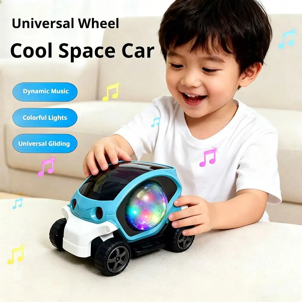 Boy Car Toys Toddler Crawling Sensory Toy Car Toys Electronic Car Tummy Time Car Flashing Music Omnidirectional Rotating Car