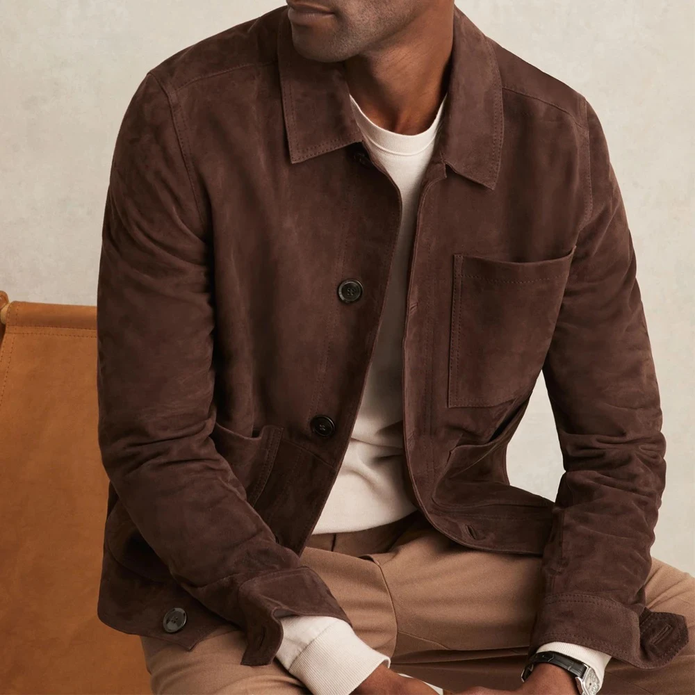 

Jackets for Suit Suede Top Blazers for Man Male FashMen's Jacket Lapel Three Pockets Single-breasted Suits on Coats Blazer