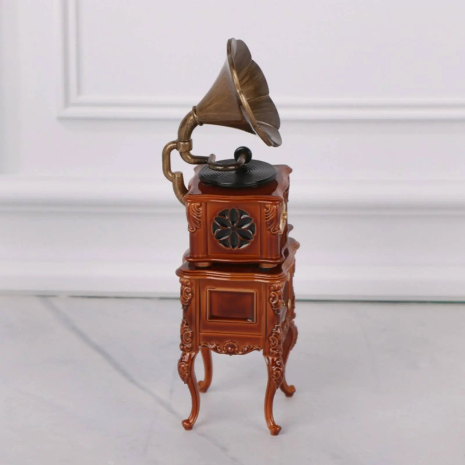 Dollhouse Gramophone Miniature Design Mini Gramophone Vintage Phonograph Desktop Decoration Mini Phonograph Ornamental Display