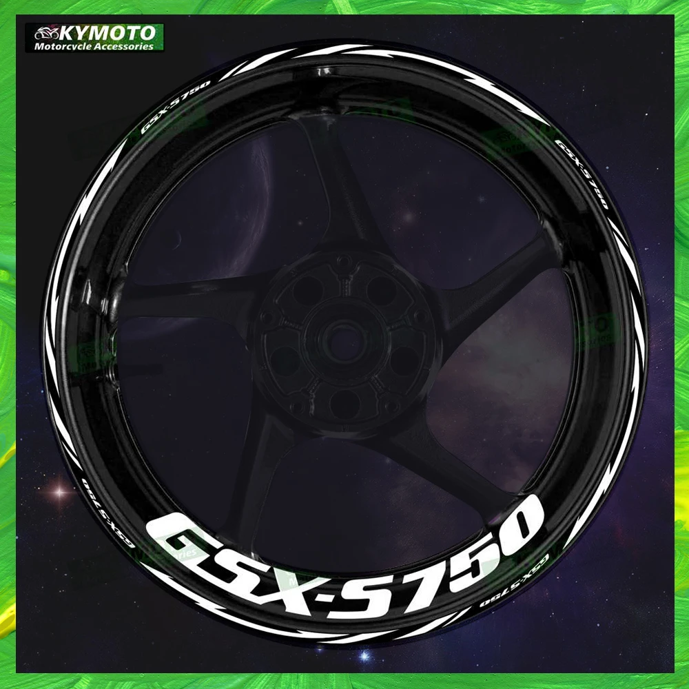 For GSX-S750 GSXS750 reflective motorcycle accessories 17 inch front and rear rims decals fairing stripe stickers decoration