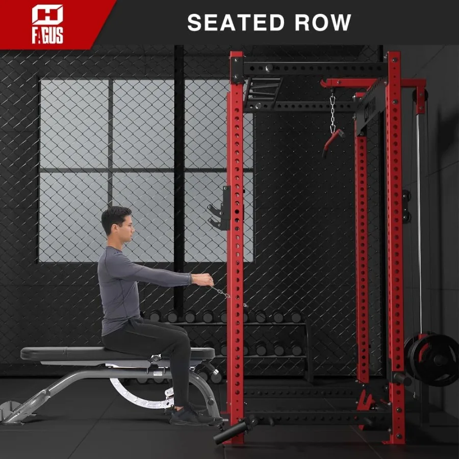 LAT Pull Down Attachment for 3x3 Power Cage 2000lbs Multi-Function Power Rack Commercial Squat Rack for Home Gym Free Weight wi