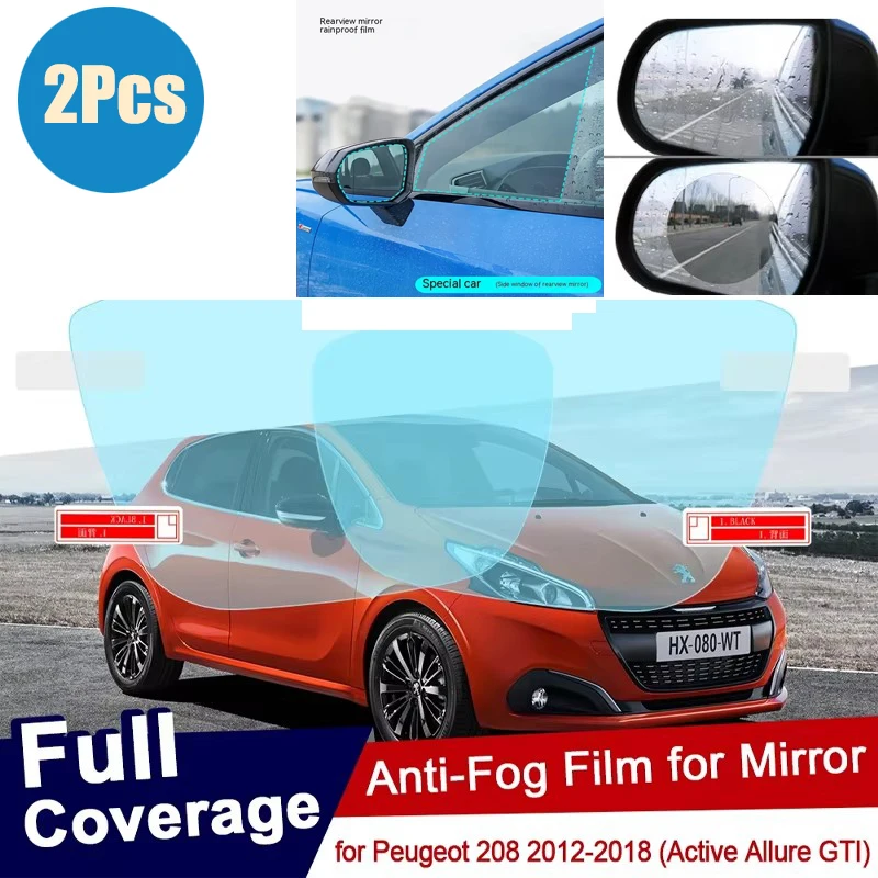 Para Peugeot 208 2012-2018 Active Allure GTI cubierta completa película antiniebla pegatina para espejo retrovisor accesorios 2013 2014 2015 2016