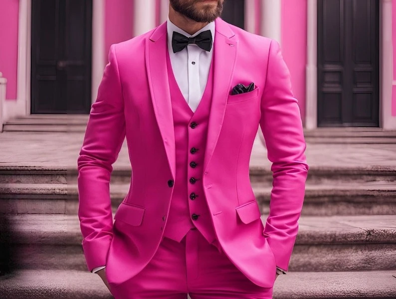 

Hot Pink 3 Piece Suit Modern Tailored Men's Suit
