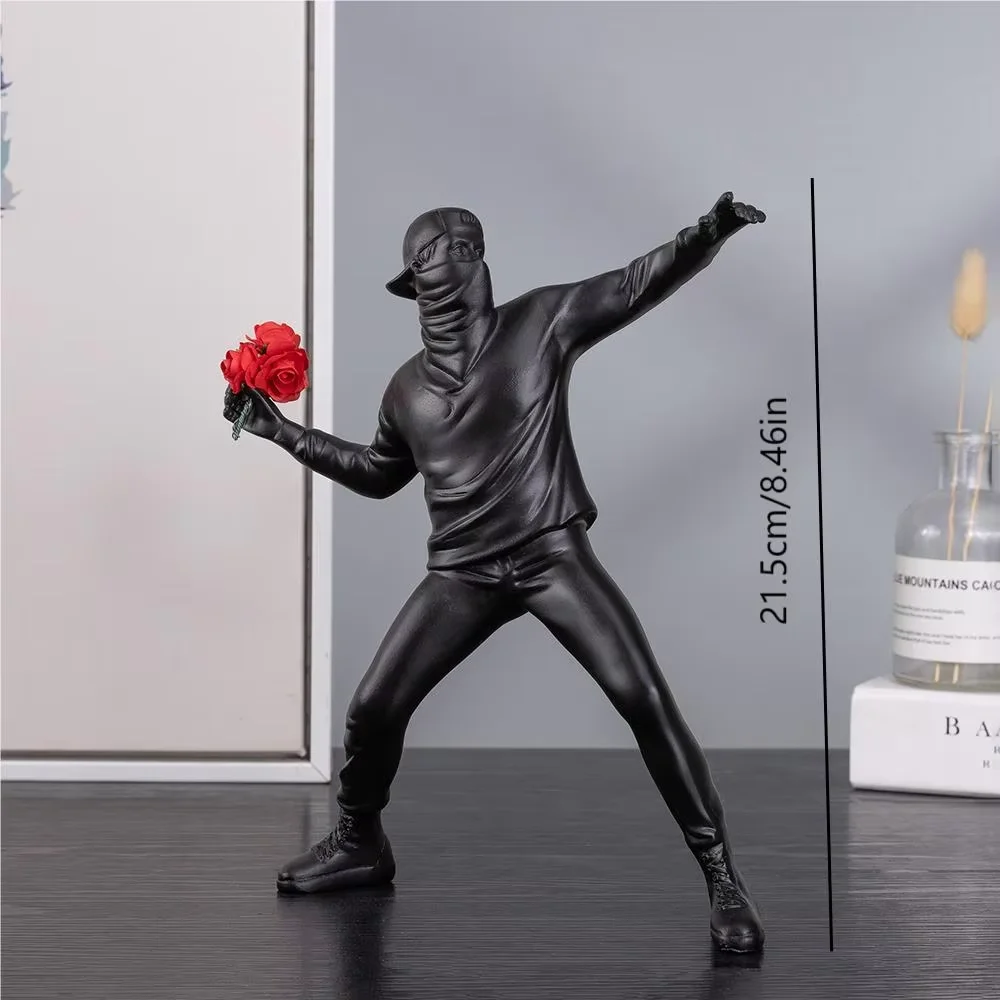 Banksy Throws Flowers Ornaments Abstract Artworks Sculptures Figures Ornaments Living Rooms Study Rooms Home Decor Craft Product - view 6
