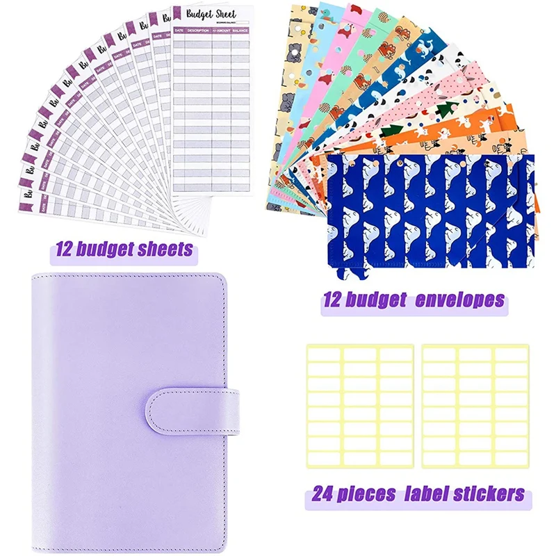 A6 PU Leather Binder Cover Cash Budget Envelopes System Budget Planner Binder Paper Sheets And For Planner Organizer