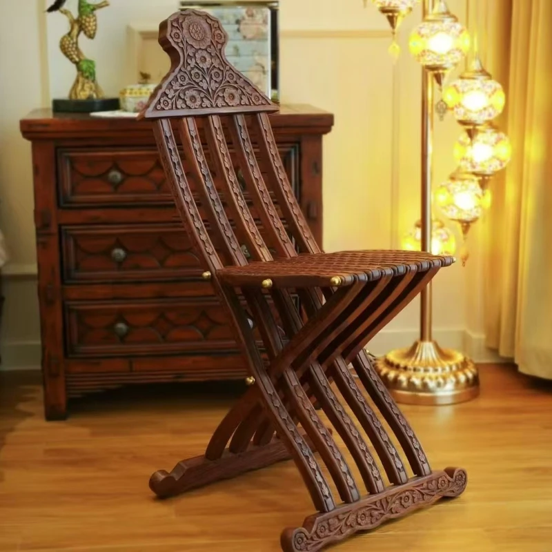 

Second-hand solid wood carving heavy industry art single chair balcony living room study chair medieval