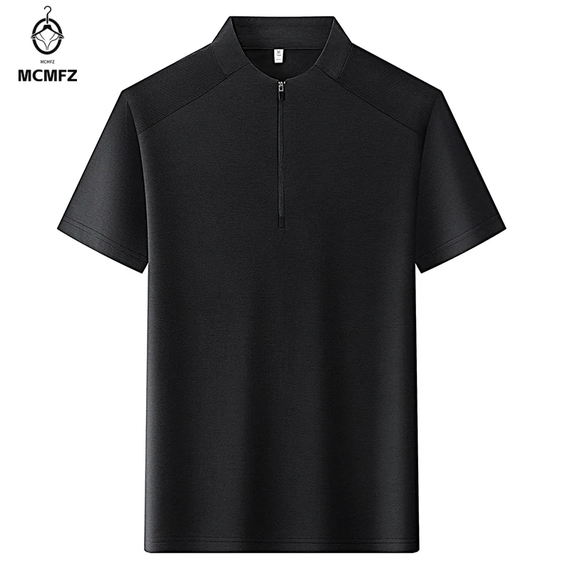 Men Stand Collar Half Zip Short Sleeve T Shirt Breathable Casual Pullover Top For Business Office Daily Summer Wear view 5