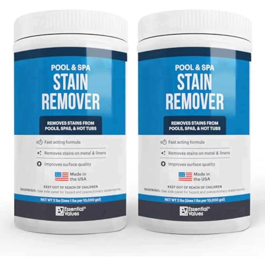 

Swimming Pool and Spa Stain Remover 2 LBS - Compatible with Vinyl Liners, Fiberglass and Metals - Effective Formula Removes Rus