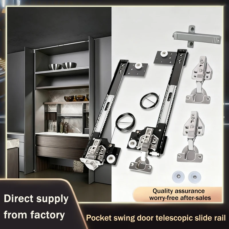 Pivot Door Hardware Kit With Butterfly Folding And Pocket Track System For Hidden Wardrobe Cabinet Complete Sliding Mechanism
