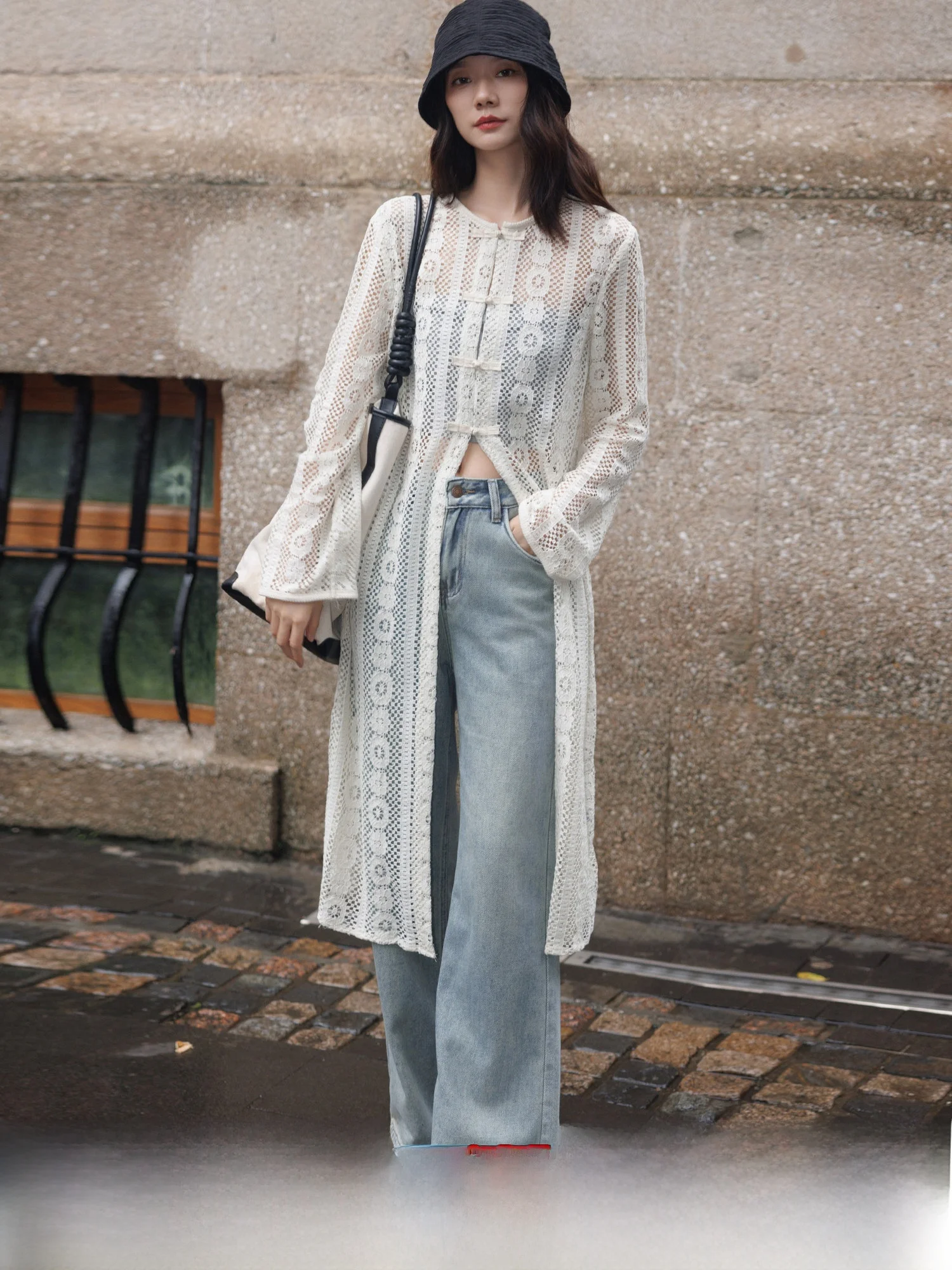 

Новый китайский летний легкий повседневный кардиган с длинными рукавами для женщин, свободный топ с защитой от солнца, ажурная накидка