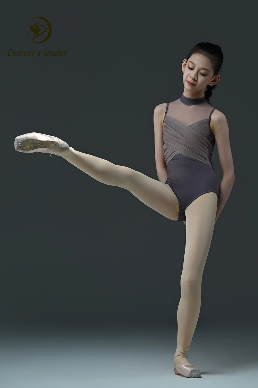 Ballet Leotard For Women, Cross Pleated Mesh Collar, Gymnastics Performance, Adult Aerial Yoga Costume