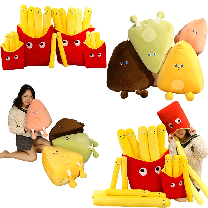 

Cartoon French Fries Cheese Plush Throw Pillow Toy Creative Funny Stuffed Food Plushies Cushion Anime Soft Kids Babys Toys Gifts