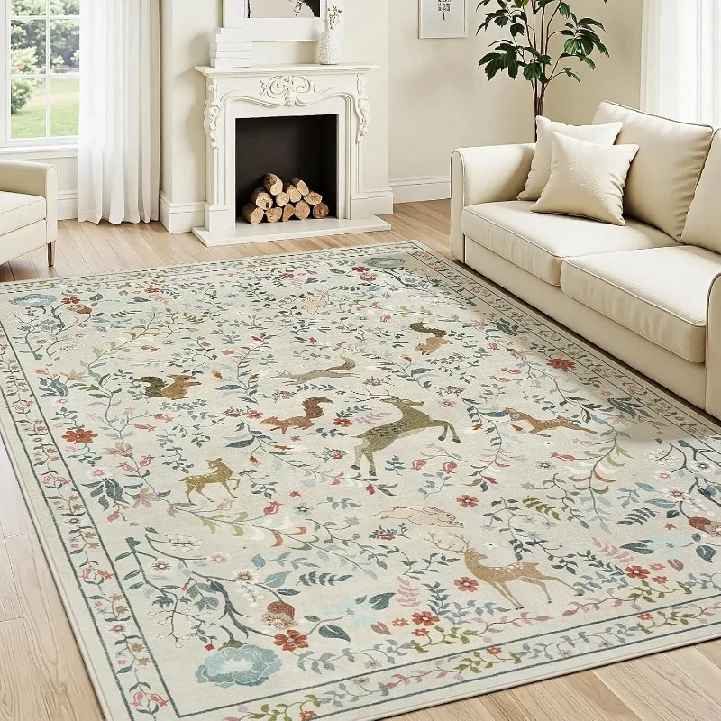 Alfombra con estampado de ciervos Sika para sala de estar, plegable, lavable a máquina, alfombra antideslizante para sofá, mesa de café, alfombra suave para dormitorio, junto a la cama, 러그