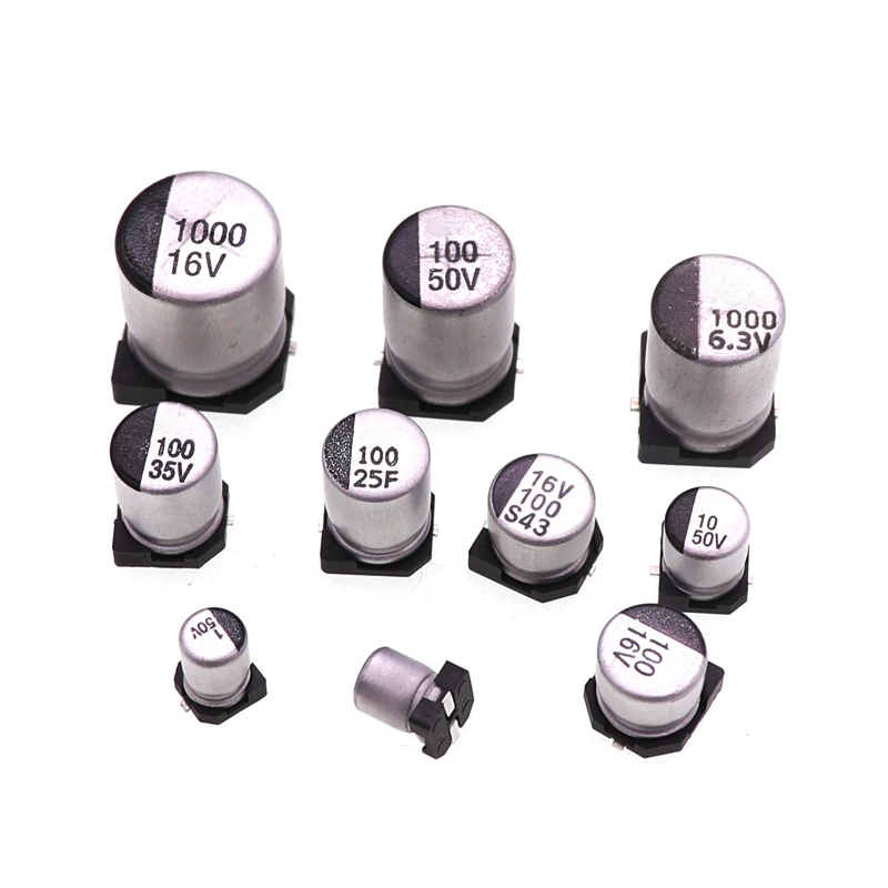 10pcs SMD Electrolytic Capacitor Aluminum 6.3V 10V 16V 25V 35V 50V 63V 100V 400V 1UF 4.7UF 10UF 47UF 100UF 470UF 680UF 1000UF