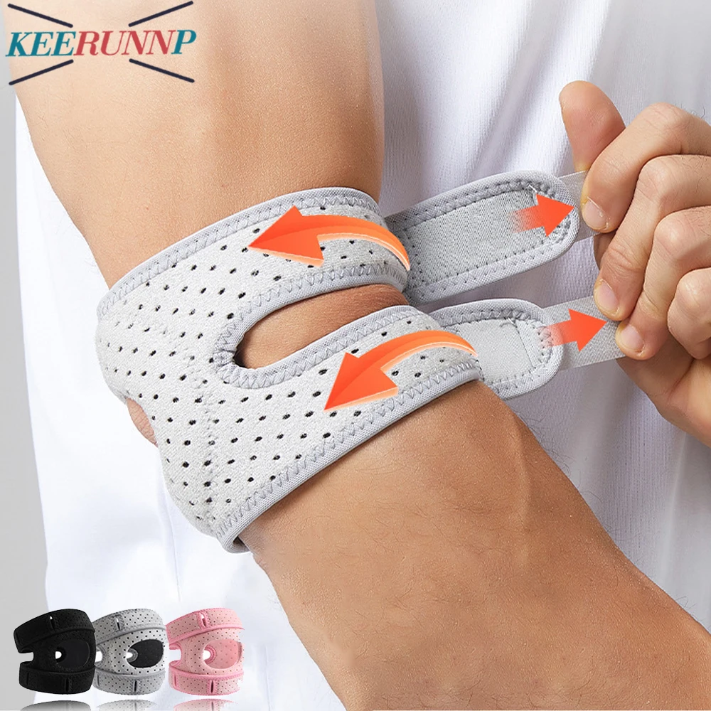 1 قطعة دعامة المرفق القابلة للتعديل لصالة الألعاب الرياضية ورفع الأثقال والتنس ، غلاف دعم الذراع من النيوبرين المسامي لتخفيف آلام المفاصل والتعافي
