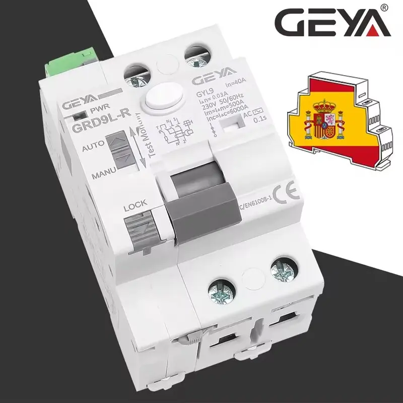 GEYA GRD9L-R Dispositivo de Reconexión Automática RCCB, Interruptor de Circuito 2P 40A 0.03A (30mA) RCD, Interruptor… — oferta en AliExpress