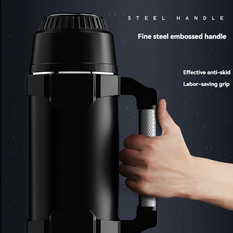 2L Stainless Steel Vacuum Flasks With Handle Outdoor Portable Thermos Bottle Keep Cold And Hot Coffee Tea Cup Leak Proof