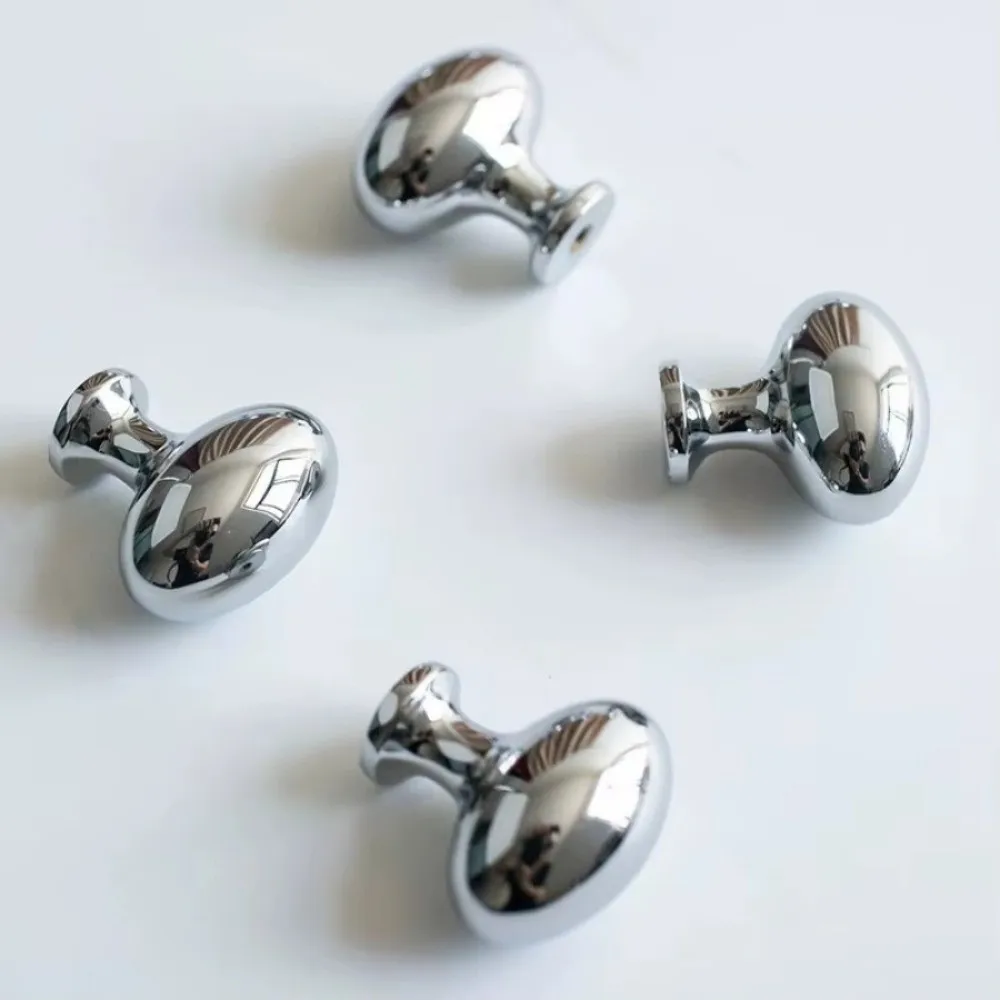 Vintage Oval Cabinet Handles Single Hole Aluminum Alloy Cupboard Knob Decorative Egg Shaped Cabinet Pulls Furniture Doors