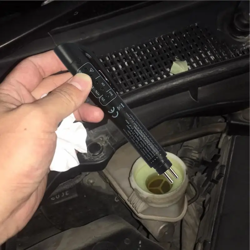 

Car Brake Fluid Tester Auto Brake Oil Detector Oil Moisture Analyzer With 5 LED Indicators Auto Brake Diagnostic Checker Tool