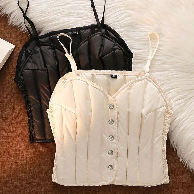 

Women's 2025 White Duck Down Vest Lightweight Sleeveless Puffer Jacket Cropped Thermal Gilet Wearable Inside and Out