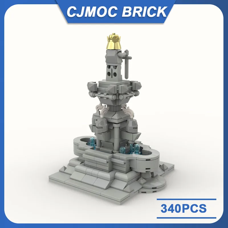 MOC 중세 분수 모델 조각상 빌딩 블록, DIY 벽돌 기술, 창의적인 조립 장난감, 어린이 수집가 선물, 340 개