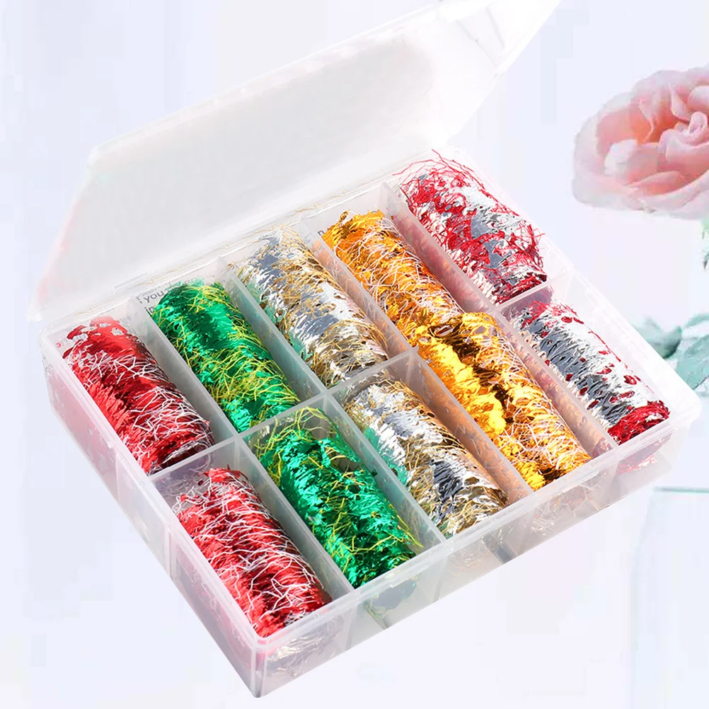 1 Box Blattgold Netz Glitzer Nail Art Dekorationen Diy Maniküre Zubehör für Frauen Leichtes, langlebiges Design Perfektes Geschenk