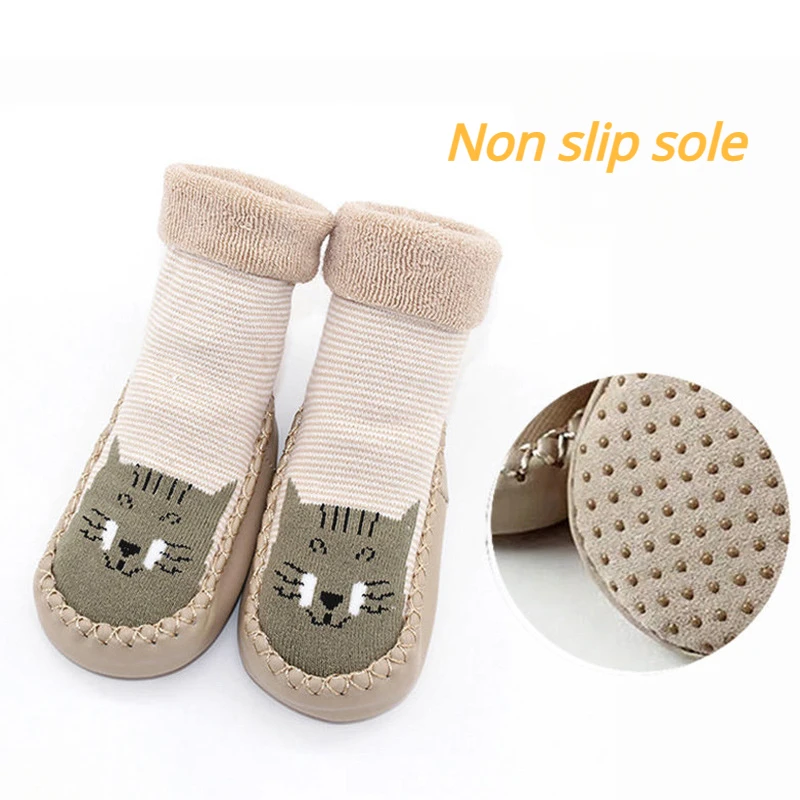 Toddler Indoor Sock Shoes Newborn Baby Socks Winter Thick Cotton Baby Girl Sock with Soft Soles Infant Animal Funny Sock 0-18M