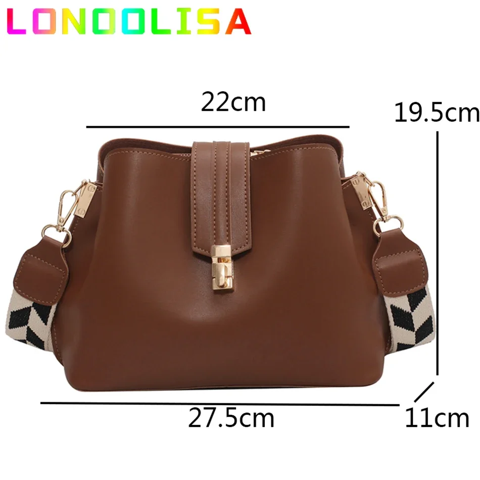 Vintage Simple Small PU Leather Bucket Crossbody Bags for Women 2024 Designer Fashion Lady Luxury Black Shoulder Handbags Totes