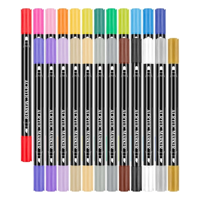 24 Colors Double Sided Paint Markers Acrylic Paint Pens Pen Journal Pen