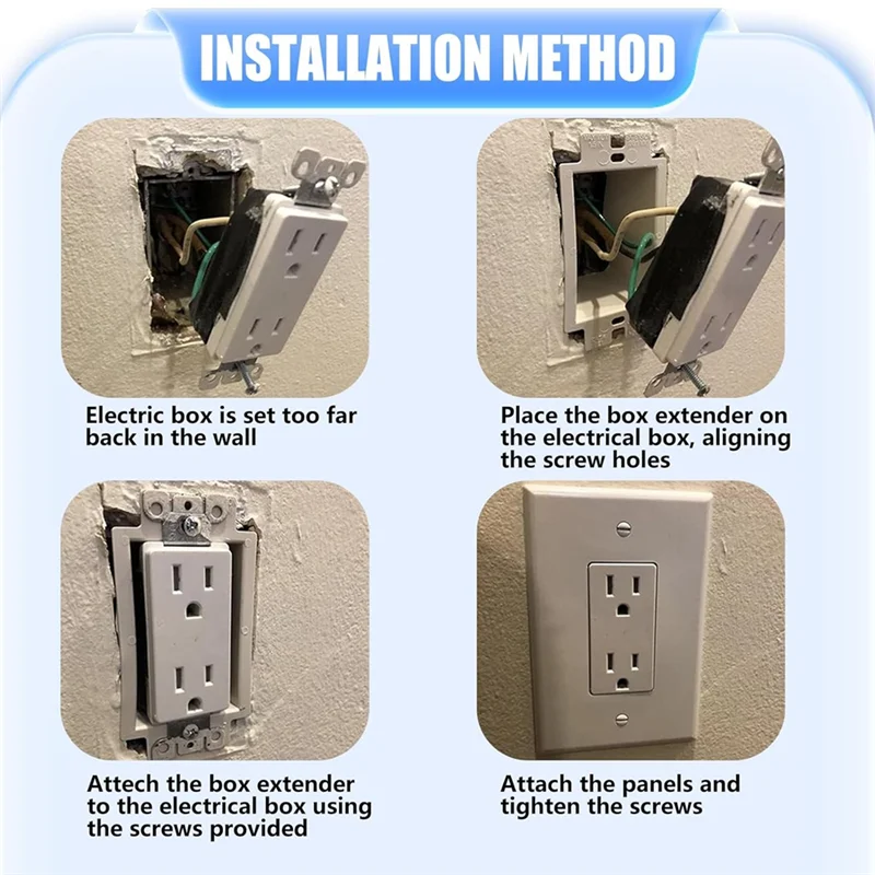 

A47U 6 Pcs BE1-2 Electrical Outlet Box Extender, Electrical Box Extender, 1 Electrical Outlet Box Extender With 12 Screws