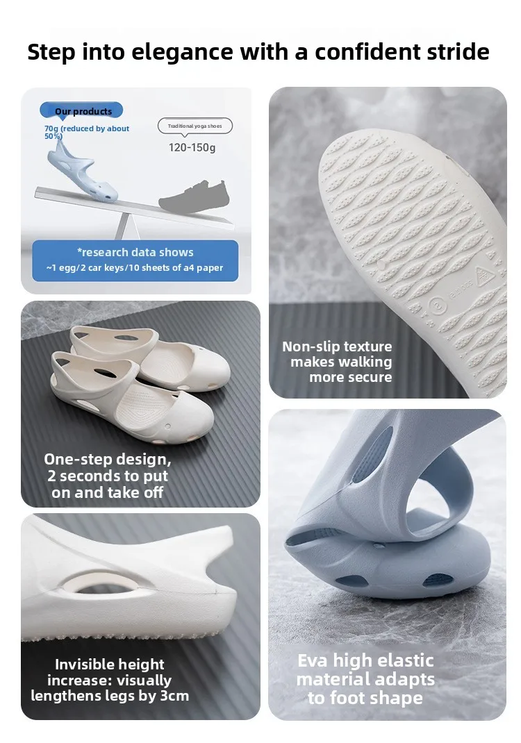 Damen EVA Yoga-Schuhe Einfarbige Geschlossene Zehensandalen Sommer Leichte Rutschfeste Damen-Flachschuhe Lässige Gehschuhe – Detail 4