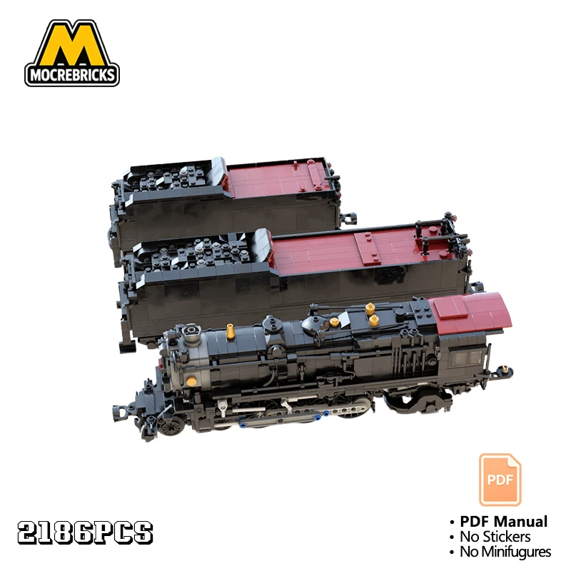 

MOC 1 48 Motorized K4 Steam Locomotive Train Building Blocks Red Green Railway Engine with Double Tenders Bricks Adult Gift