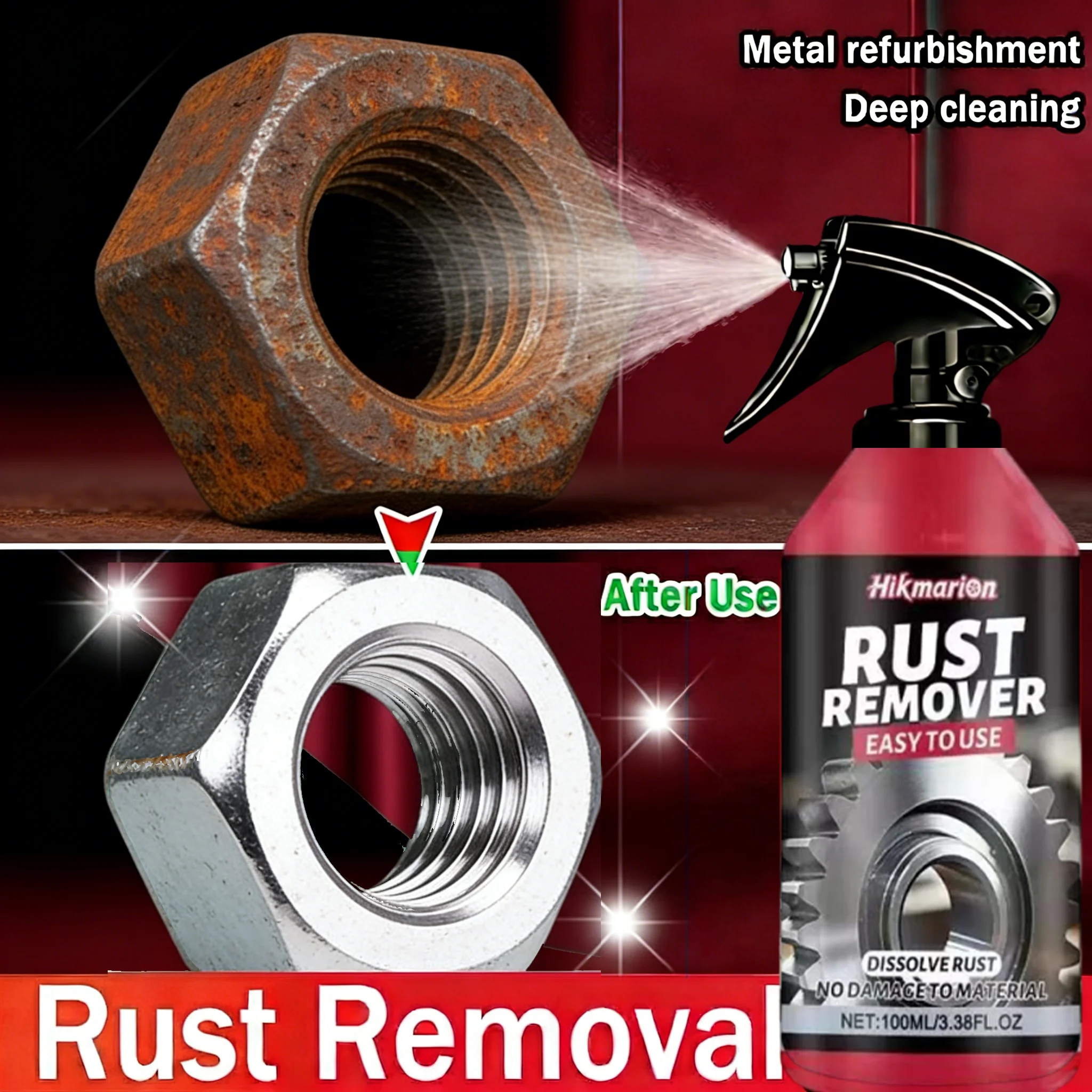 

General Metal Rust Remover Protective Spray for Auto Parts Wheels Rims Chassis Metal Anti-Rust Repair Fast Acting Paint Surface