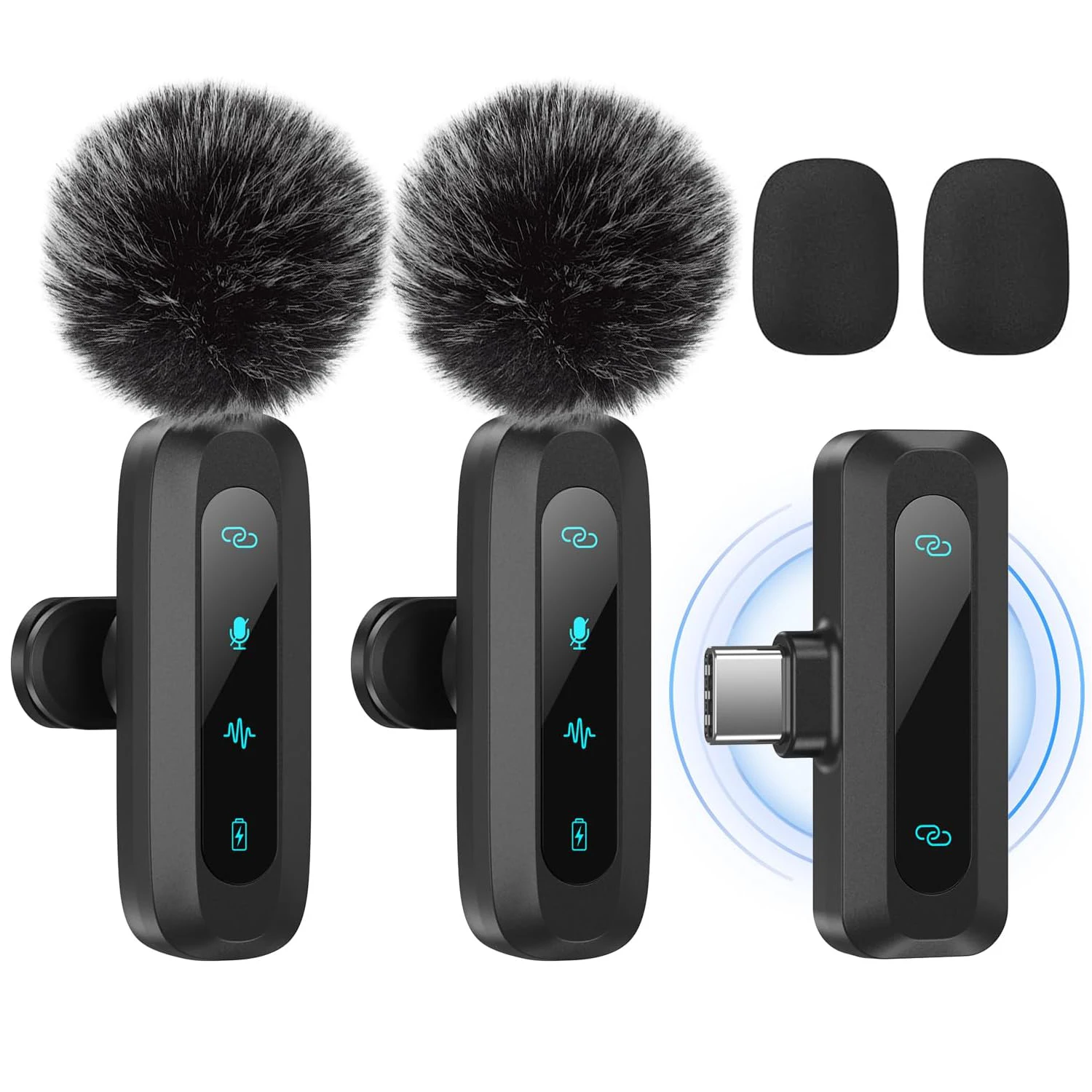 Lavalier microphone, compact and durable, long battery life, Type-C, used for video production, live streaming, interview