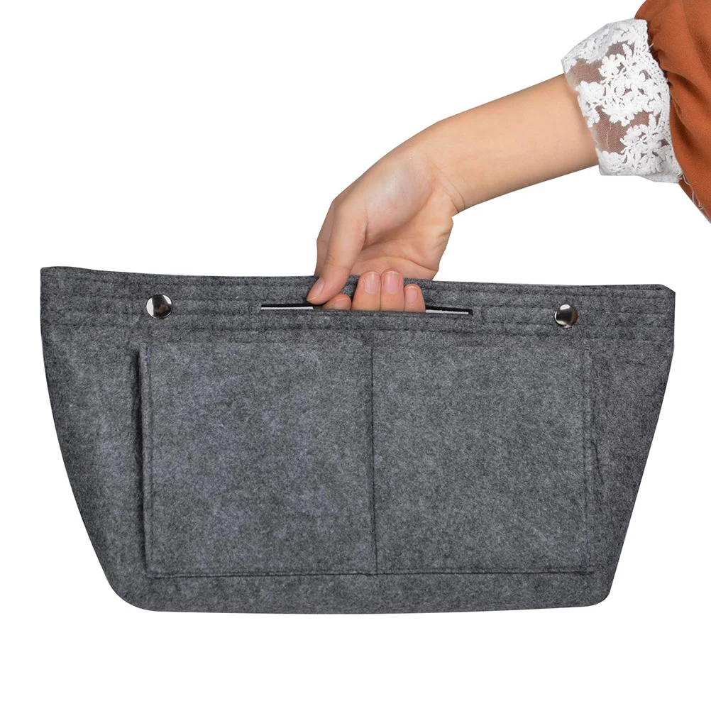 

1pc Felt Makeup Large Capacity Portable Toiletry Organizer For Travel Gym Camping Bathroom Storage Toiletry Bag Dark Grey