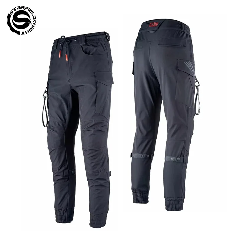 SFK Schwarze Motorrad-Reithose Spritzwassergeschützte Herrenhose Frühling & Sommer Atmungsaktiv Mit CE-Schutzausrüstung Zubehör
