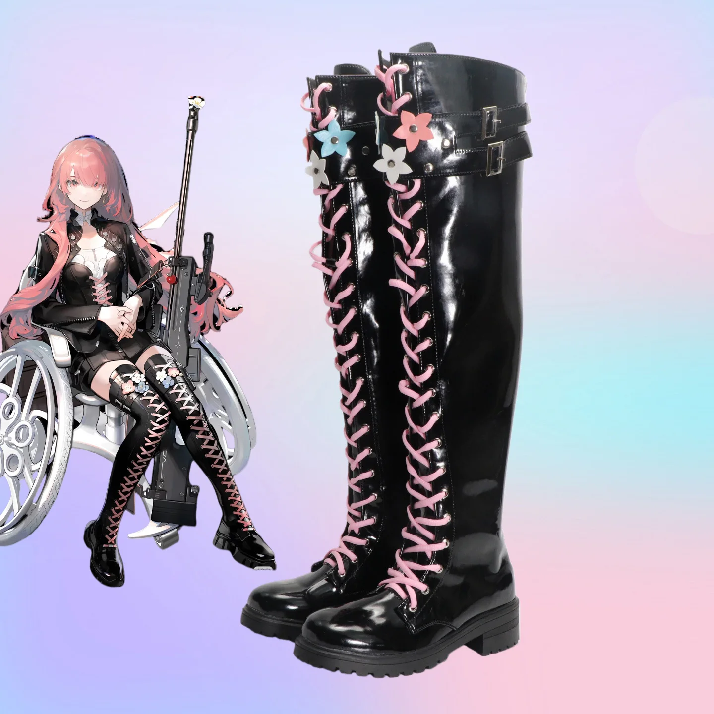 Buty do cosplayu Arknights Elite1 Lemuen, skórzane buty PU, damskie buty na Halloween