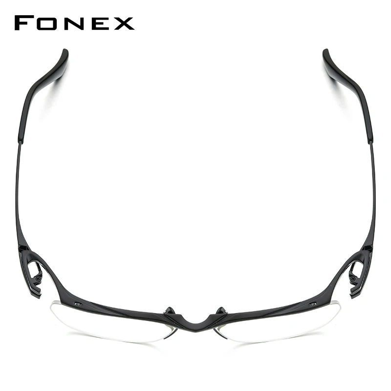 

FONEX Pure Titanium Glasses Frame Men New Brand Design Semi-Rimless Square Eyeglasses Half-Rim Ultralight Japanese Eyewear 85709