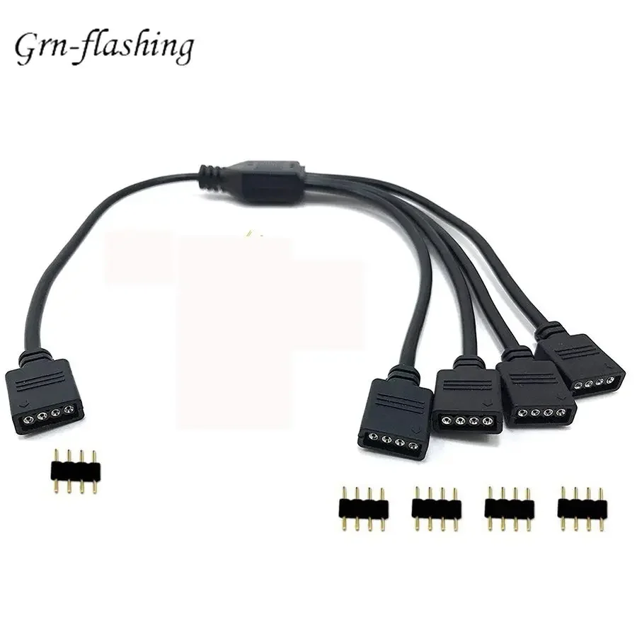 4-poliger RGB-LED-Streifen-Stecker 1 zu 1 2 3 4 5 Stecker Stromverteilerkabel 4-poliger Nadel-Buchsenstecker Kabel für RGB-LED-Streifen
